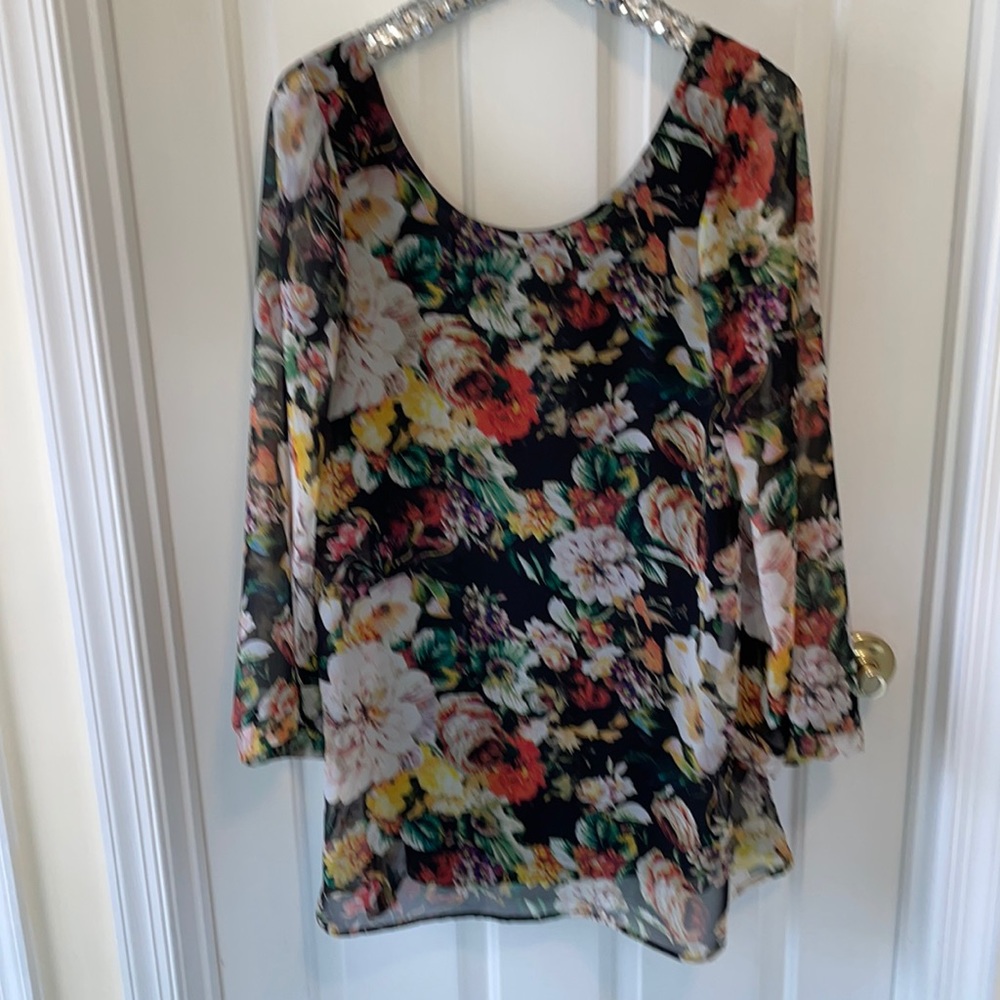 Mumu women’s floral tunic top OR minidress. size medium. Lined